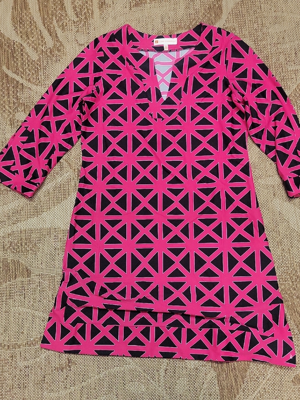 Jude Connally Hot Pink & Black Geometric Dress
